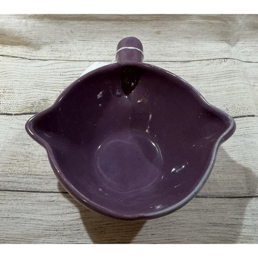 Vintage BB Bybee Pottery KY Purple Double Spout Lug Handle Gravy Bowl Handmade